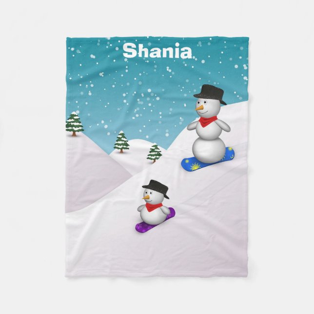 Niedliche Snowboarder Fleecedecke (Vorderseite)