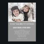 Niedliche Snowflake Gray Hochzeit Foto Einladungen<br><div class="desc">Niedliche Snowflake Gray Wedding Einladungen mit Foto: Nutzen Sie diese eleganten Einladungen,  um Ihre Gäste zur Hochzeit Ihrer Träume einzuladen. Passen Sie Ihre Hochzeitsinformationen vollständig an. Wenn Sie die Grafik ändern möchten,  kontaktieren Sie mich über meinen Shop. AntiqueChandelier© http://www.antiquechandelier.ca</div>