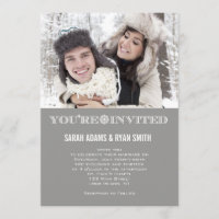 Niedliche Snowflake Gray Hochzeit Foto Einladungen