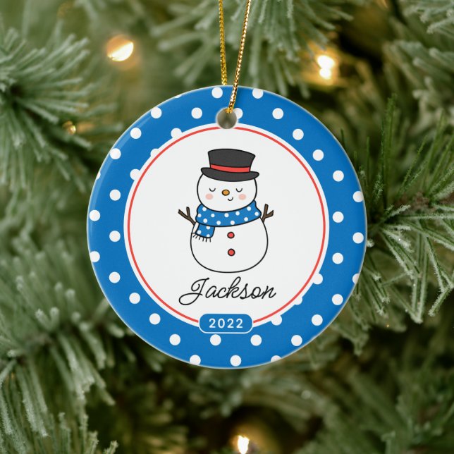 Niedliche Snowman Boys 2 Foto Keramik Ornament (Baum)