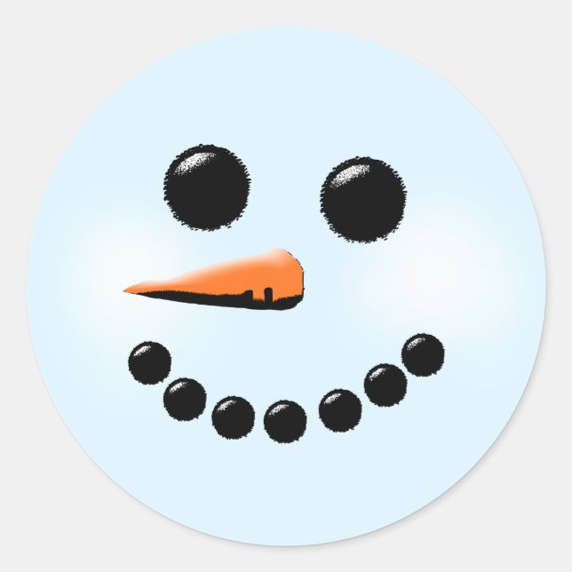Niedliche Snowman Face Winterurlaub Snowmen Runder Aufkleber (Vorderseite)
