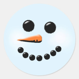 Niedliche Snowman Face Winterurlaub Snowmen Runder Aufkleber