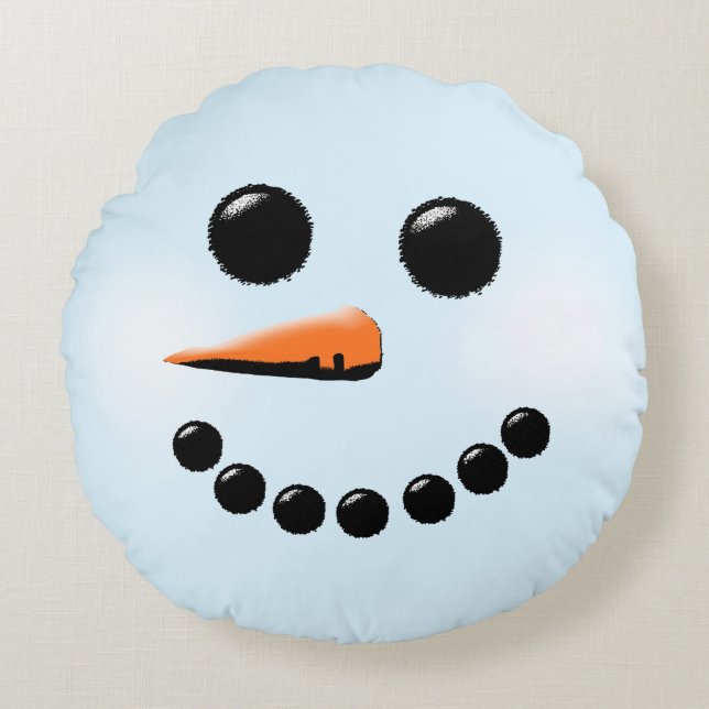 Niedliche Snowman Face Winterurlaub Snowmen Rundes Kissen (Vorderseite)