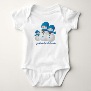 Niedliche Snowman Familie 1. Weihnachten Baby Strampler