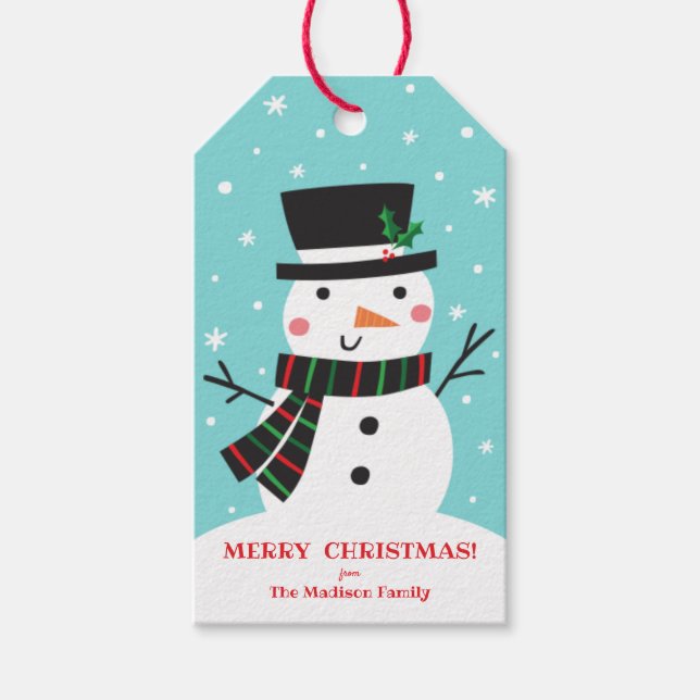 Niedliche Snowman-Gift-Tags Geschenkanhänger (Vorderseite)