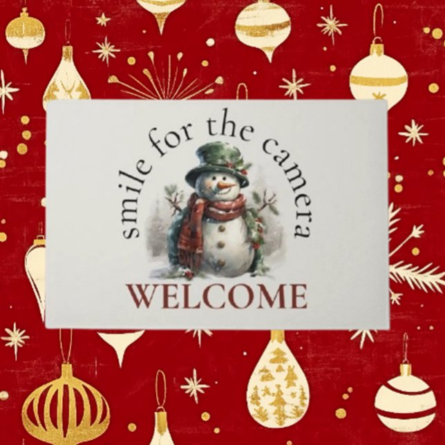 Niedliche Snowman Holiday Weihnachten wünscht Fußmatte (Spread holiday cheer with Brett's Cute Snowman Doormat! )