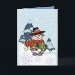 Niedliche Snowman-Jahreskarte mit Text Feiertagskarte<br><div class="desc">Diese niedliche,  rund gestaltete Karte,  mit einem Schneemann im Weihnachtsoutfit,  lässt sich anpassen,  indem man den Insider-Text in den gewünschten Text ändert. Es ist auch möglich,  die Innenfarben der Karte Hintergrund und / oder zu entfernen,  die innen Karte Polka Punkte / Schnee und / oder kleine Schneemann.</div>