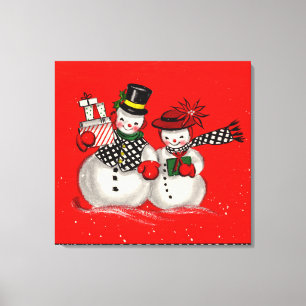 Niedliche Snowman-Paare Leinwanddruck