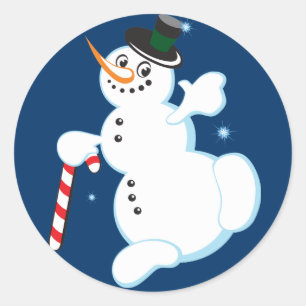 Niedliche Snowman Weihnachtsaufkleber Runder Aufkleber