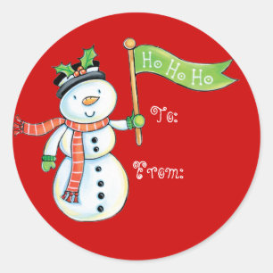 Niedliche Snowman-Weihnachtsgeschenkumbauten Runder Aufkleber