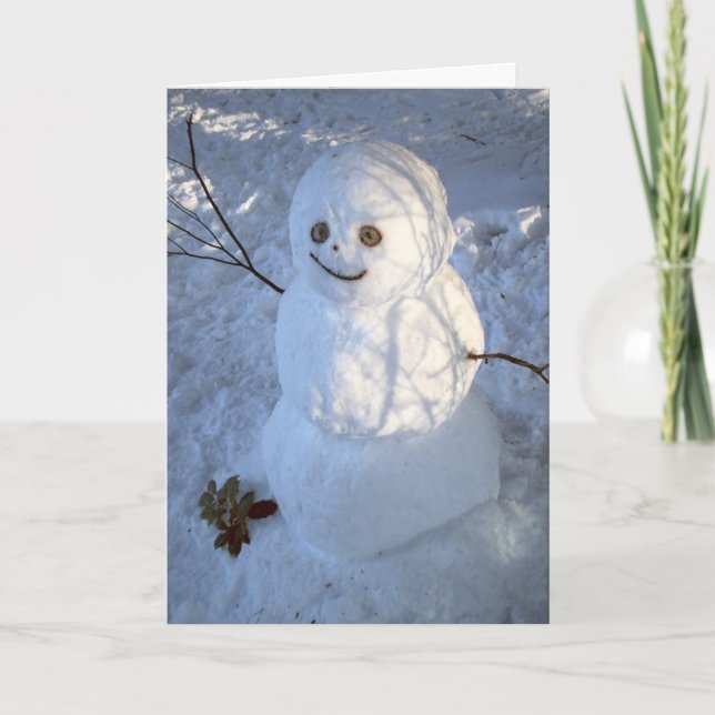 Niedliche Snowman Weihnachtskarte Feiertagskarte (Vorderseite)