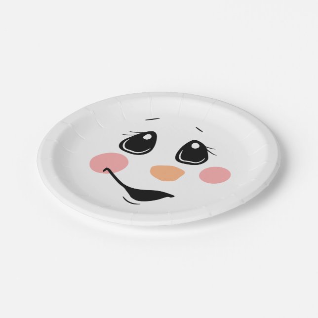 Niedliche Snowman Weihnachtsscheibe Pappteller (Schrägansicht)