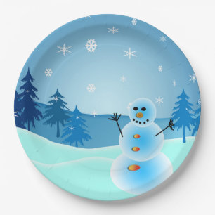 Niedliche Snowmanillustration Pappteller