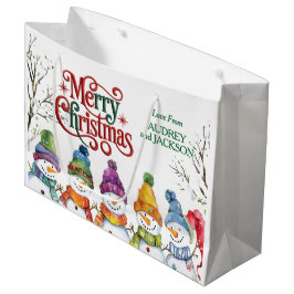 Niedliche Snowmen Frohe Weihnachten Große Geschenktüte