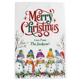 Niedliche Snowmen Frohe Weihnachten Mittlere Geschenktüte