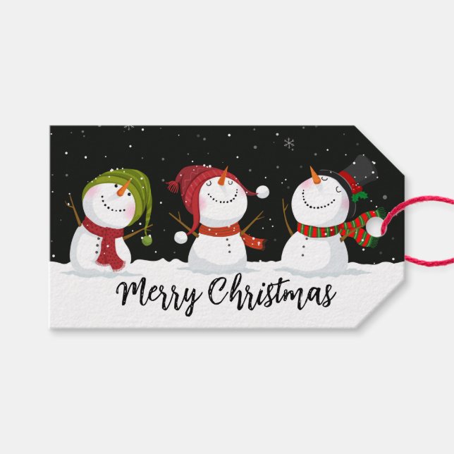 Niedliche Snowmen-Geschenketiketten Geschenkanhänger (Vorderseite (Horizontal))