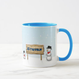 Niedliche Snowmen mit personalisiertem Tasse