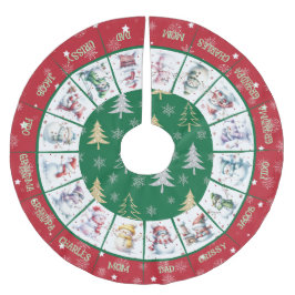 Niedliche Snowmen Pinsel Polyester Tree Skirt Polyester Weihnachtsbaumdecke