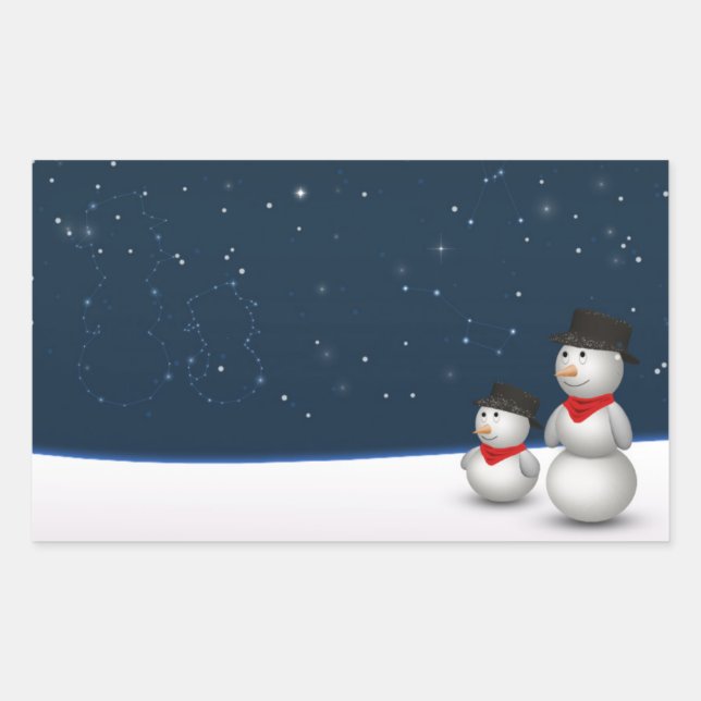 Niedliche Snowmenkonstellation Rechteckiger Aufkleber (Vorderseite)