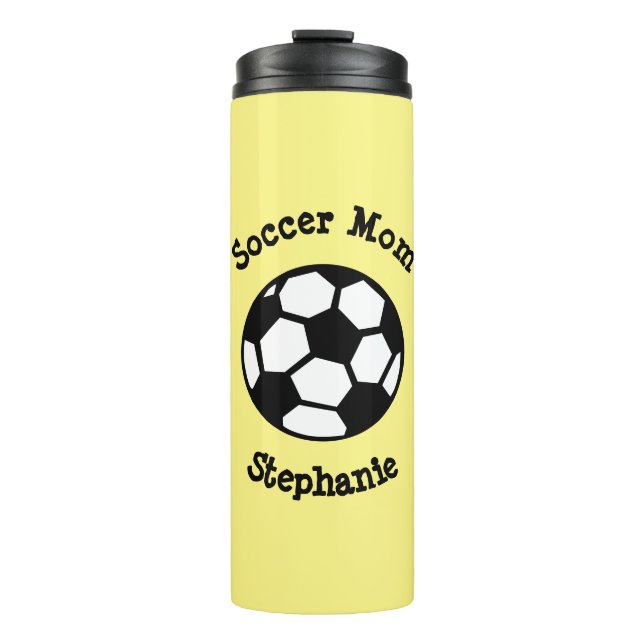 Niedliche Soccer-Ball-Mama Personalisiert Thermosbecher (Vorderseite)