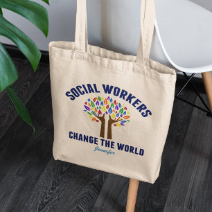 Niedliche Social Work Inspiration Zitat Monogramm Tragetasche