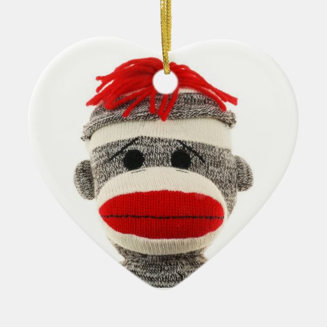NIEDLICHE SOCKEN-AFFE-VERZIERUNG PERSONALISIERT KERAMIKORNAMENT (Vorne)