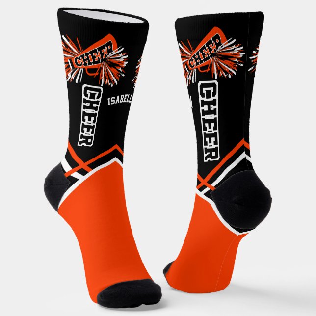 Niedliche Socken aus Orange, Weiß und Schwarz (Gewinkelt)