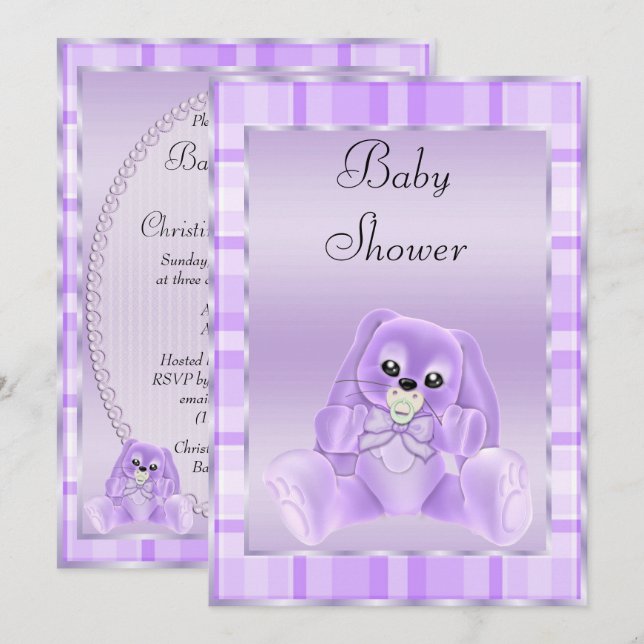 Niedliche Soft-Lilac-Floppy-Ears Einladung (Vorne/Hinten)