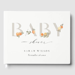 Niedliche Soft Pastel Orange Boho Babydusche Gästebuch