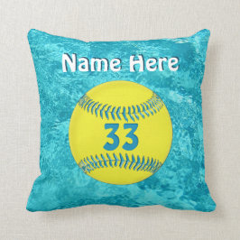 Niedliche Softball-Kissen mit ihrem NAMEN und ZAHL Kissen