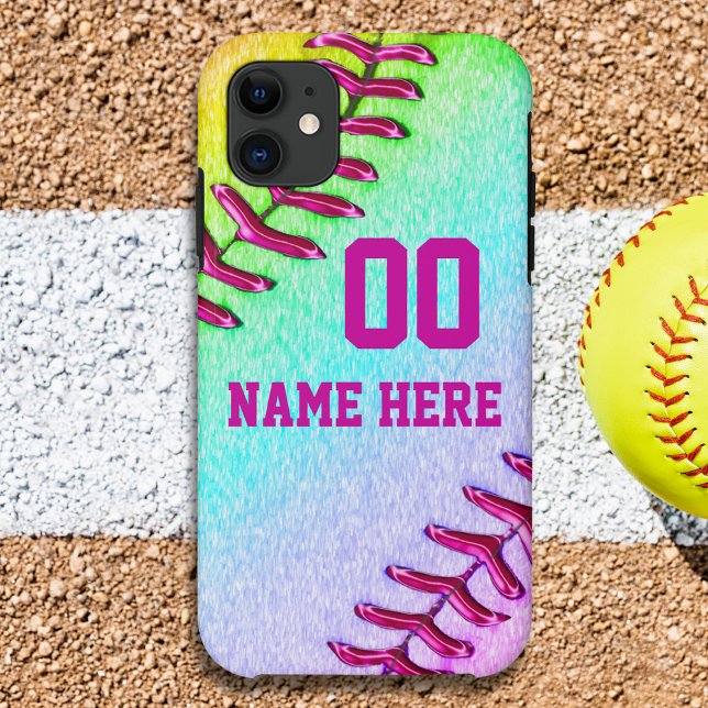 Niedliche, Softball-Telefonfälle, ÄLTERE bis NEUE  Case-Mate iPhone Hülle (Softball iPhone 11 Case. Personalized Softball Phone Cases. Cute Softball Phone Case.)