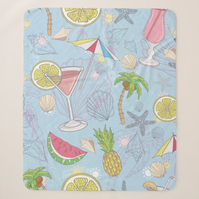 Niedliche Sommer-Illustrationsmuster mit Wassermel Sherpadecke (Vorderseite)