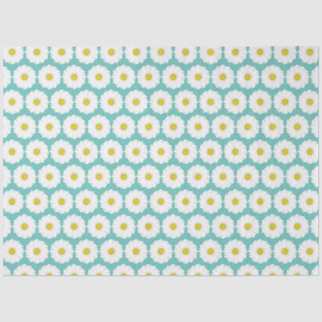 Niedliche SommerDaisien Muster auf Blue Seidenpapier (Vorderseite)