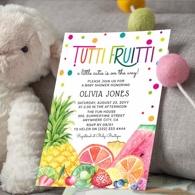 Niedliche Sommerküche Tutti Fruitti Babydusche Einladung (Von Creator hochgeladen)