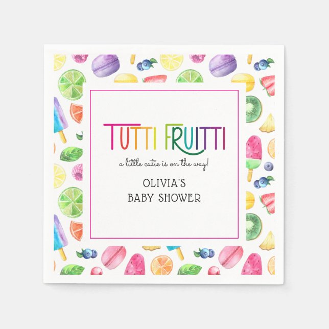 Niedliche Sommerküche Tutti Fruitti Babydusche Serviette (Vorderseite)