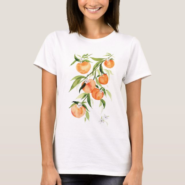 Niedliche Sommerpfirsiche Aquarellfrucht T - Shirt (Vorderseite)