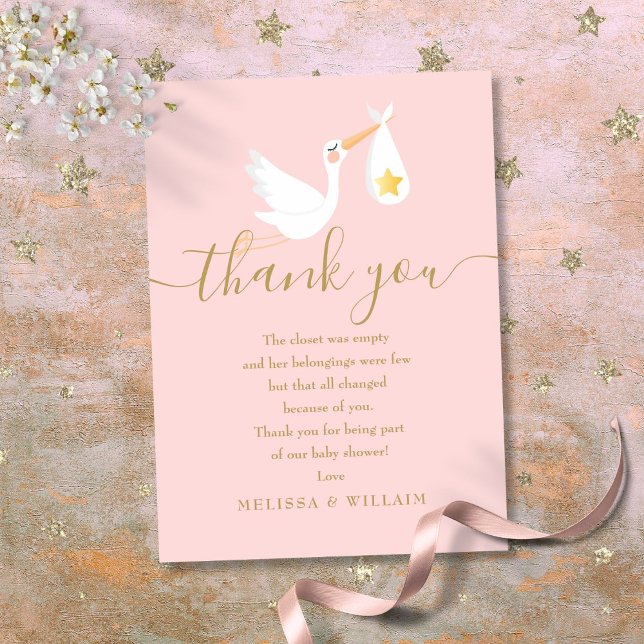 Niedliche Sonderlieferung Rosa Babydusche Dankeskarte (Cute Special Delivery Pink Baby Shower Thank You Card)