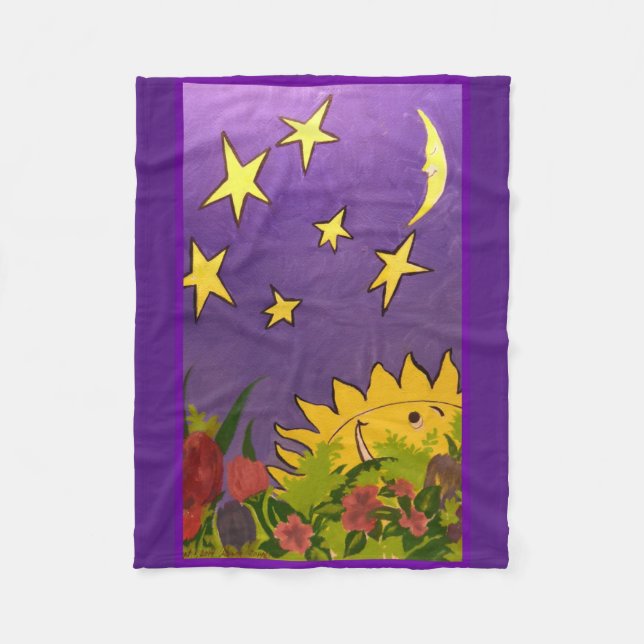 Niedliche Sonne und Mond mit Tulip Designed Fleecedecke (Vorderseite)