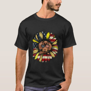 Niedliche Sonnenblume American Dackel Hunde Liebha T-Shirt