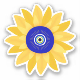 Niedliche Sonnenblume Böse Augen Blume Aufkleber