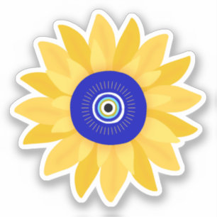 Niedliche Sonnenblume Böse Augen Blume Aufkleber