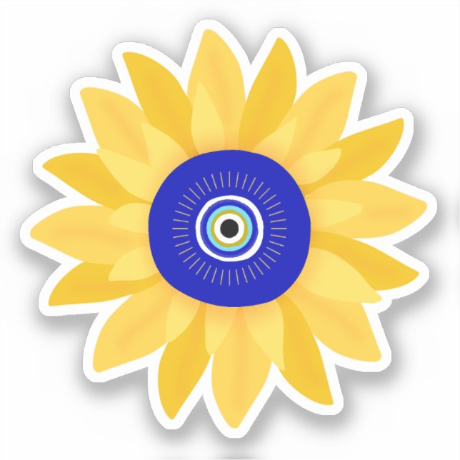 Niedliche Sonnenblume Böse Augen Blume Aufkleber (Vorderseite)