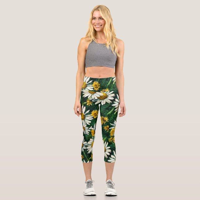 niedliche Sonnenblume Capri Leggings (Vorderseite)