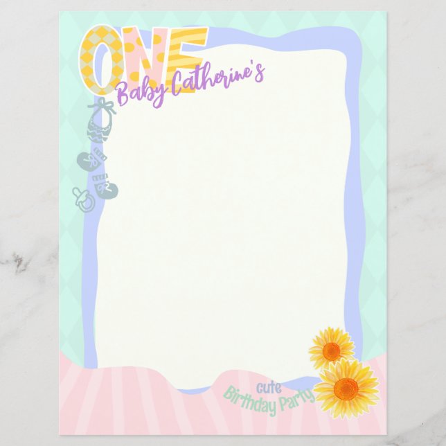 Niedliche Sonnenblume Erster Geburtstag (Vorderseite)