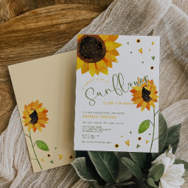 Niedliche Sonnenblume Girl Babydusche Einladung
