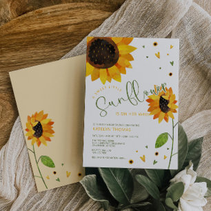 Niedliche Sonnenblume Girl Babydusche Einladung
