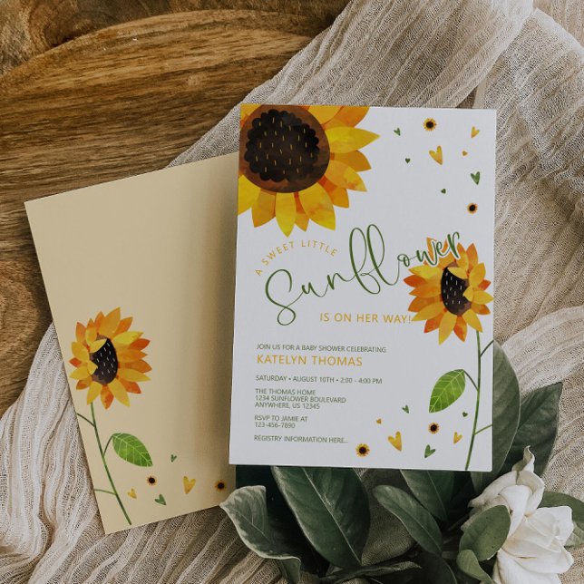 Niedliche Sonnenblume Girl Babydusche Einladung (Von Creator hochgeladen)