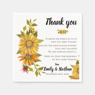 Niedliche Sonnenblume Hochzeit Vielen Dank Serviette