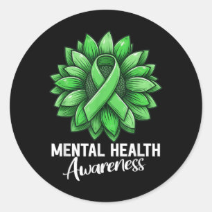Niedliche Sonnenblume Mental Health Awareness Warr Runder Aufkleber