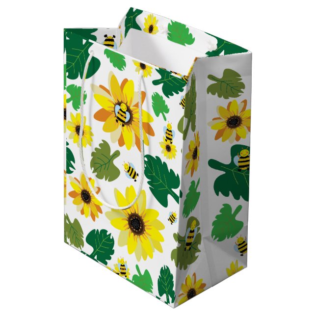 Niedliche Sonnenblume Mittlere Geschenktüte (Rückseite Schrägansicht)